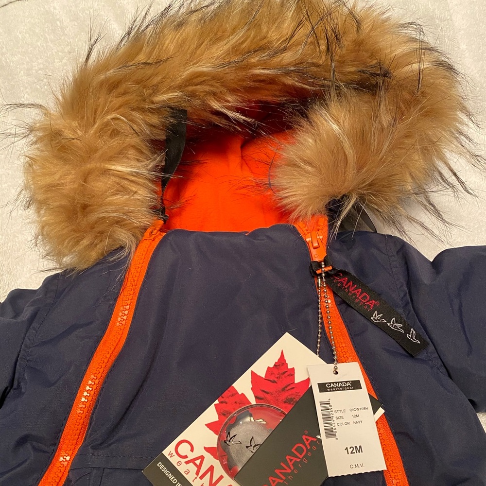 Canada Weather Gear 12 Month Navy/ Orange Snowsuit